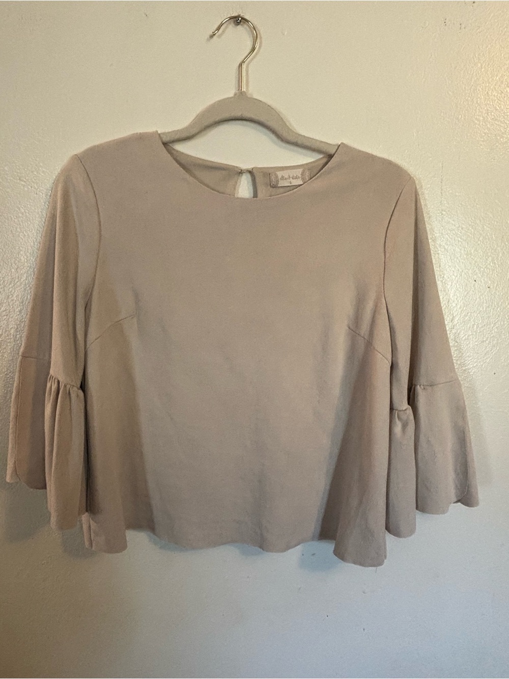 Altar'd State Cream Bell-Sleeve Round Neck Top
